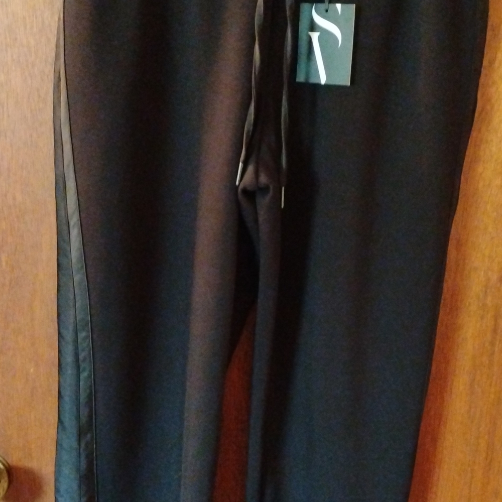 Simply Vera Women's Black Soft Pants With Satin Detailing Size S